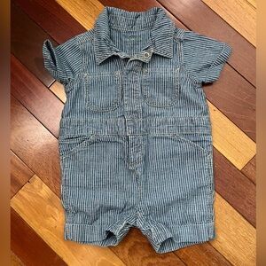 BabyGAP Blue Denim Striped Romper 3-6m